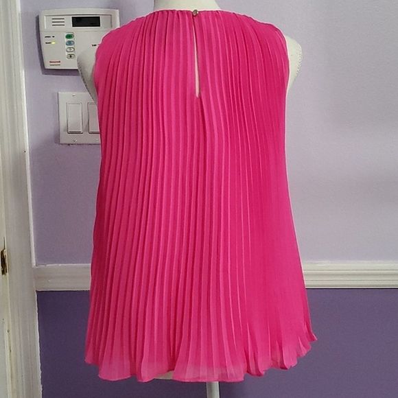 J. Crew Barbie Pink Accordion Pleated Elegant Event Sleveless Babydoll Top - Picture 4 of 8